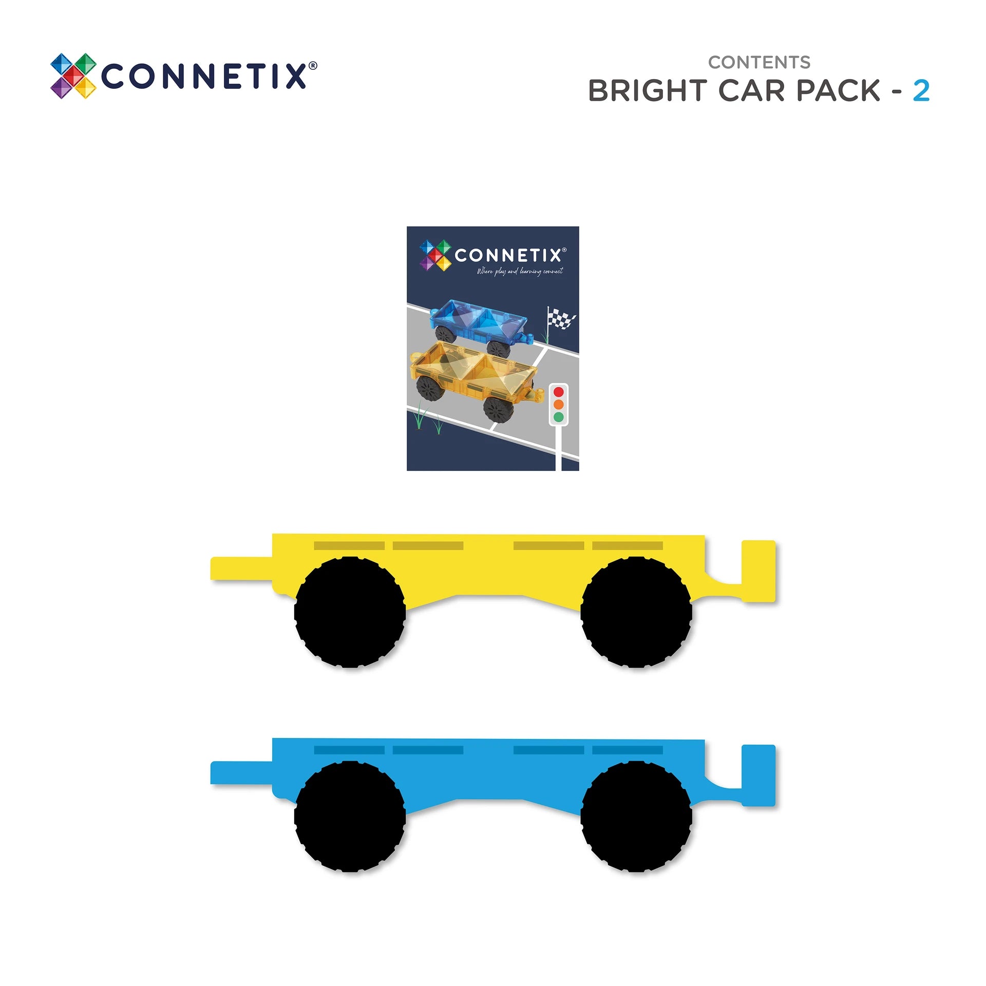 CONNETIX mágneses építőjáték (élénk) - Car Pack (2 db)