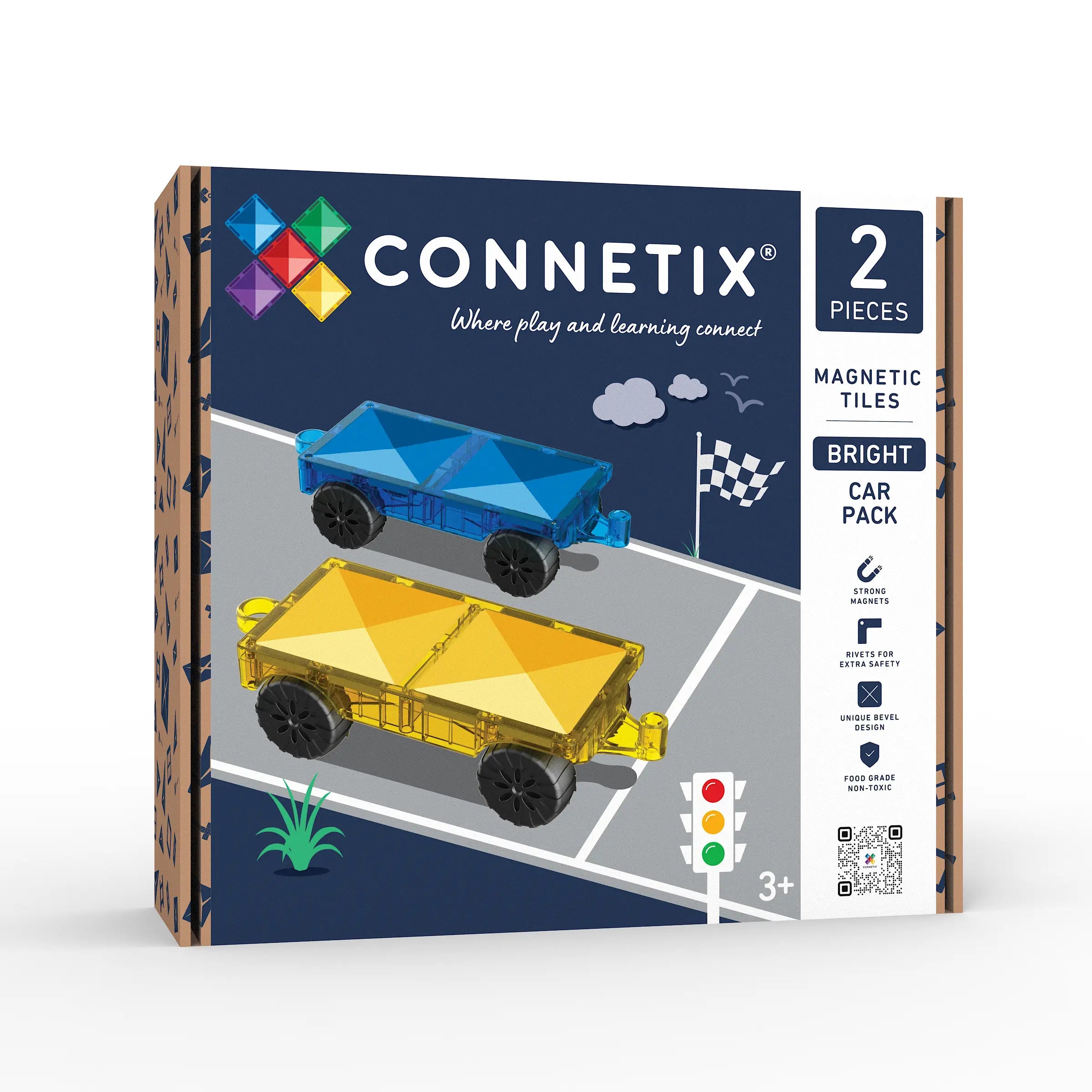 CONNETIX mágneses építőjáték (élénk) - Car Pack (2 db)