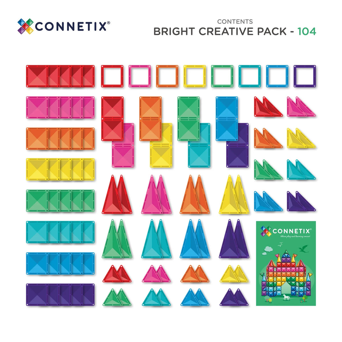 A CONNETIX élénk Creative Pack (104 db) tartalma
