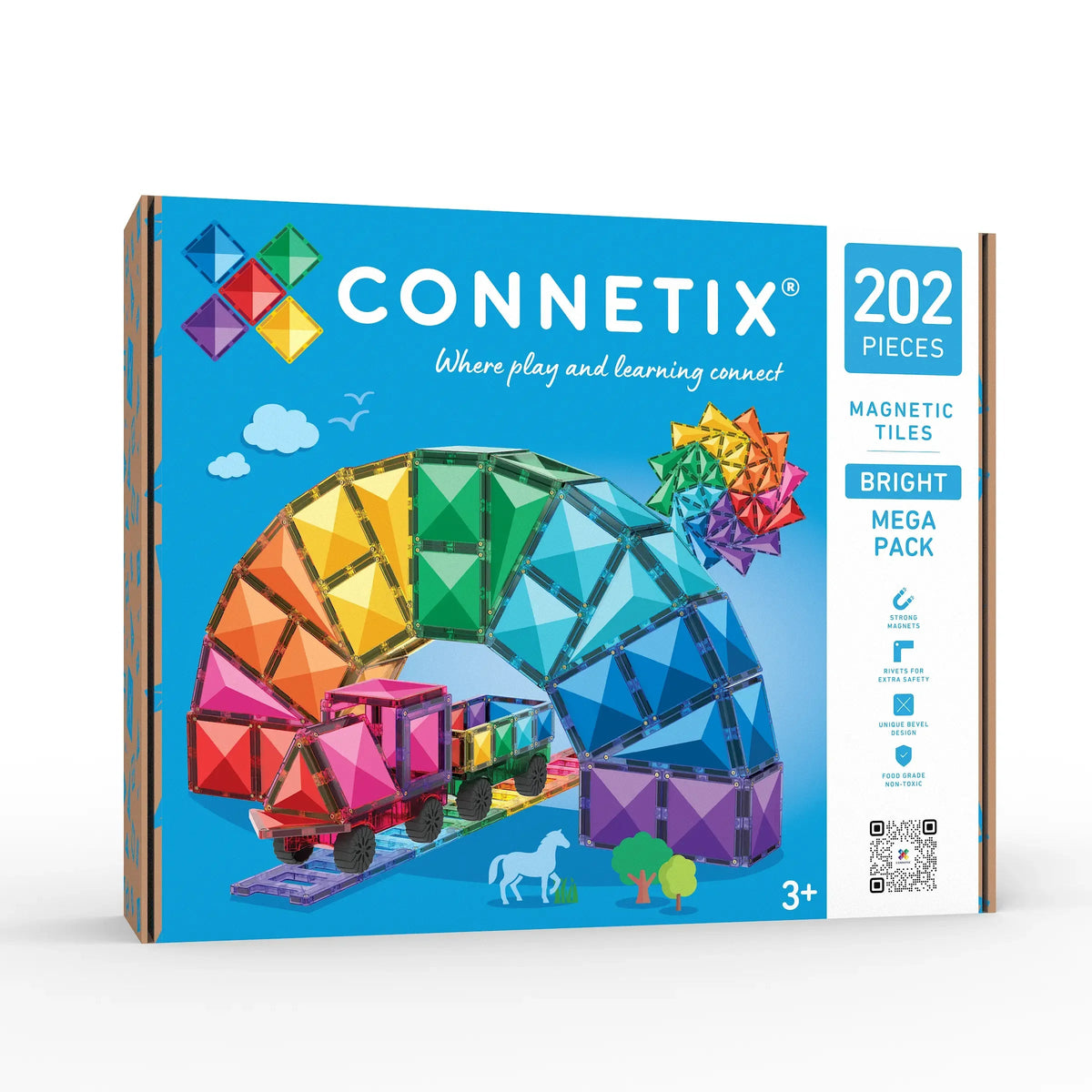 CONNETIX mágneses építőjáték (élénk) - Mega Pack (202 db) doboza