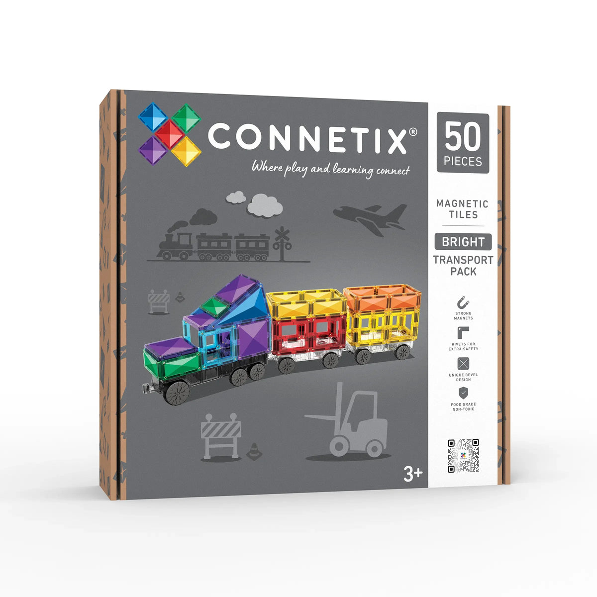 CONNETIX mágneses építőjáték (élénk) – Transport Pack 50 db-os készlet doboza