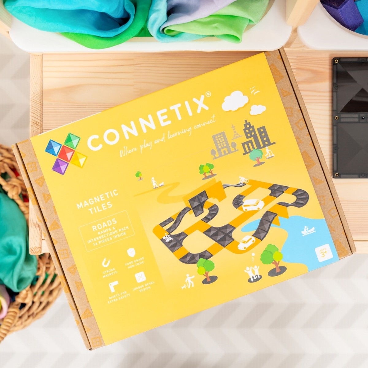 CONNETIX mágneses építőjáték - Felüljárók és kereszteződések (16 db) - Pippadu