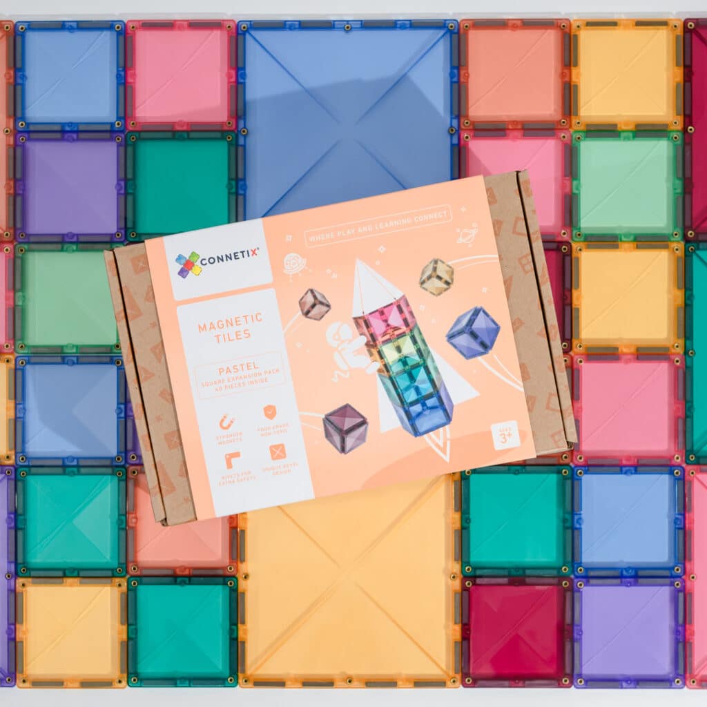 CONNETIX mágneses építőjáték (pasztell) - Square Pack (40 db)