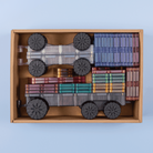 A doboz tartalma: CONNETIX mágneses építőjáték pasztell Transport Pack színes elemei