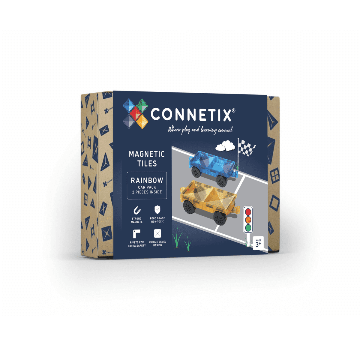 Connetix mágneses építőjáték (szivárvány) - Car Pack (2 db)