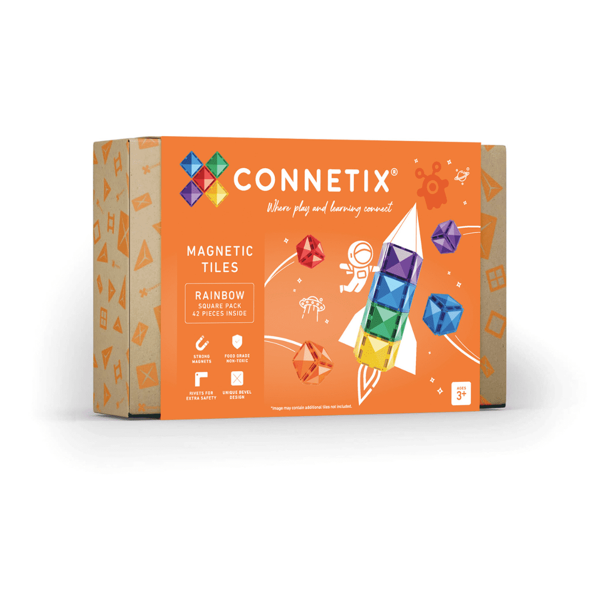 CONNETIX mágneses építőjáték (szivárvány) - Square Pack (42 db)