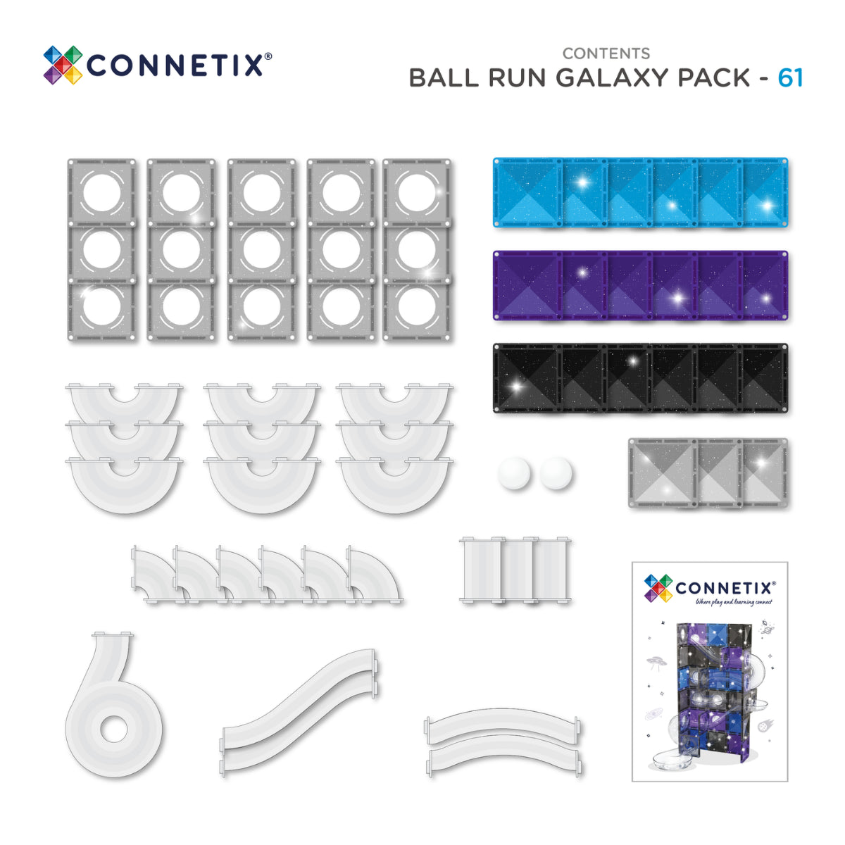 CONNETIX mágneses golyópálya (Galaxy) - 61 db tartalom