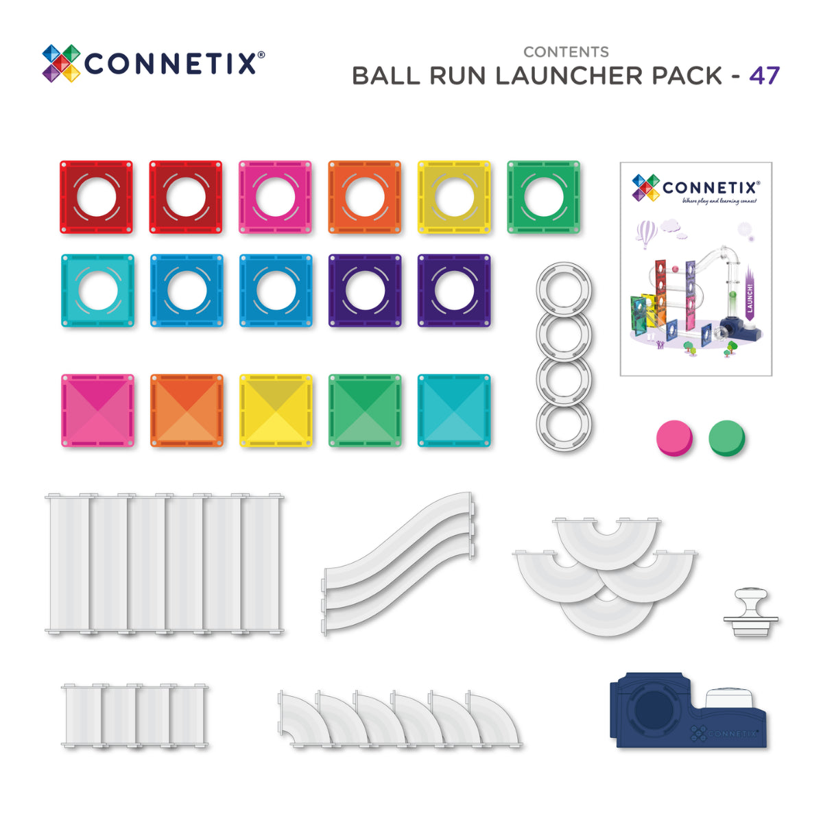 A CONNETIX Launcher Pack 47 db-os készlet pontos tartalma