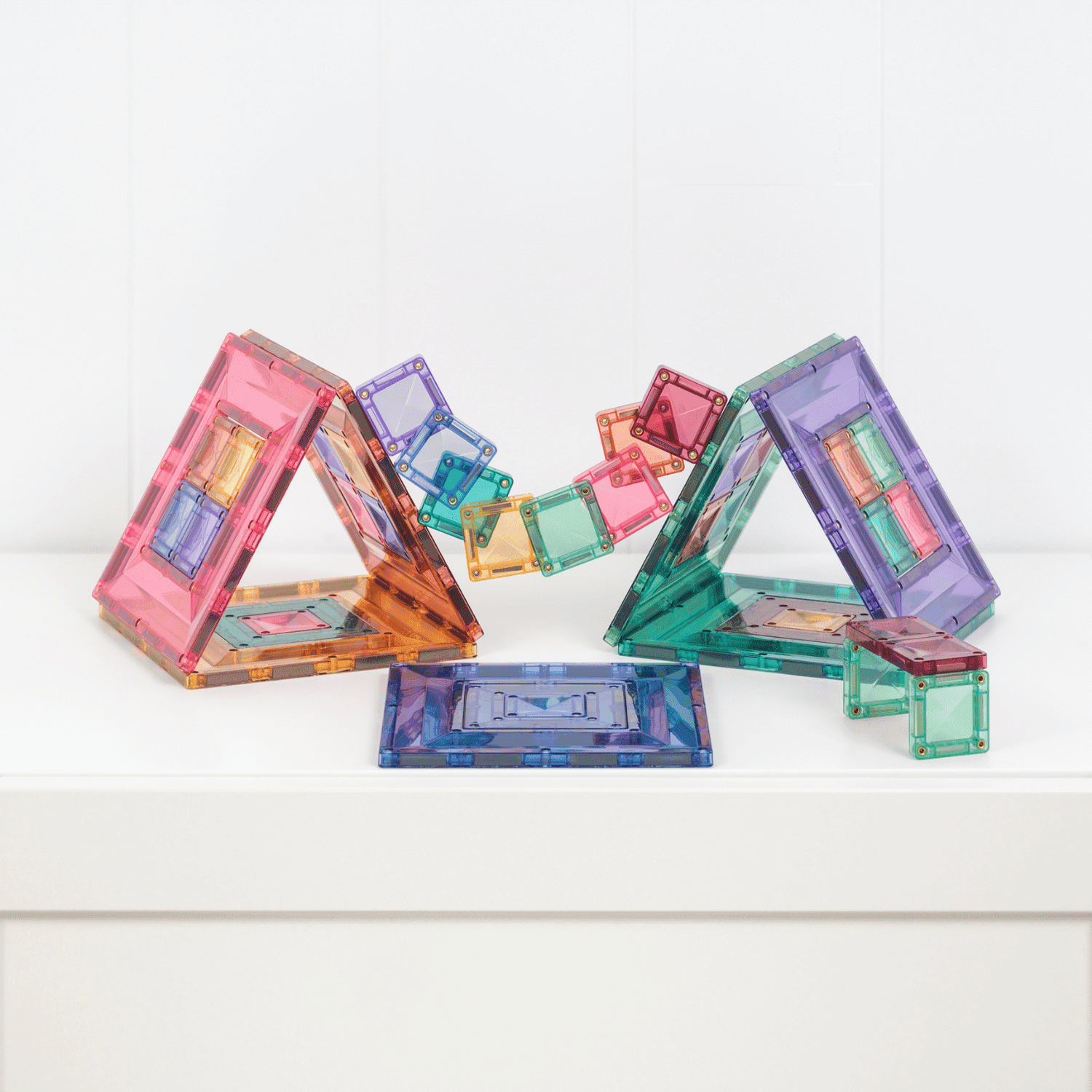 Connetix pasztell Portal Pack 48 darabos mágneses építőjáték nagy négyzet portál elemei.