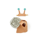 Gyerek csigajelmez oldalnézetből, párnázott csigaházzal és antennás fejpánttal