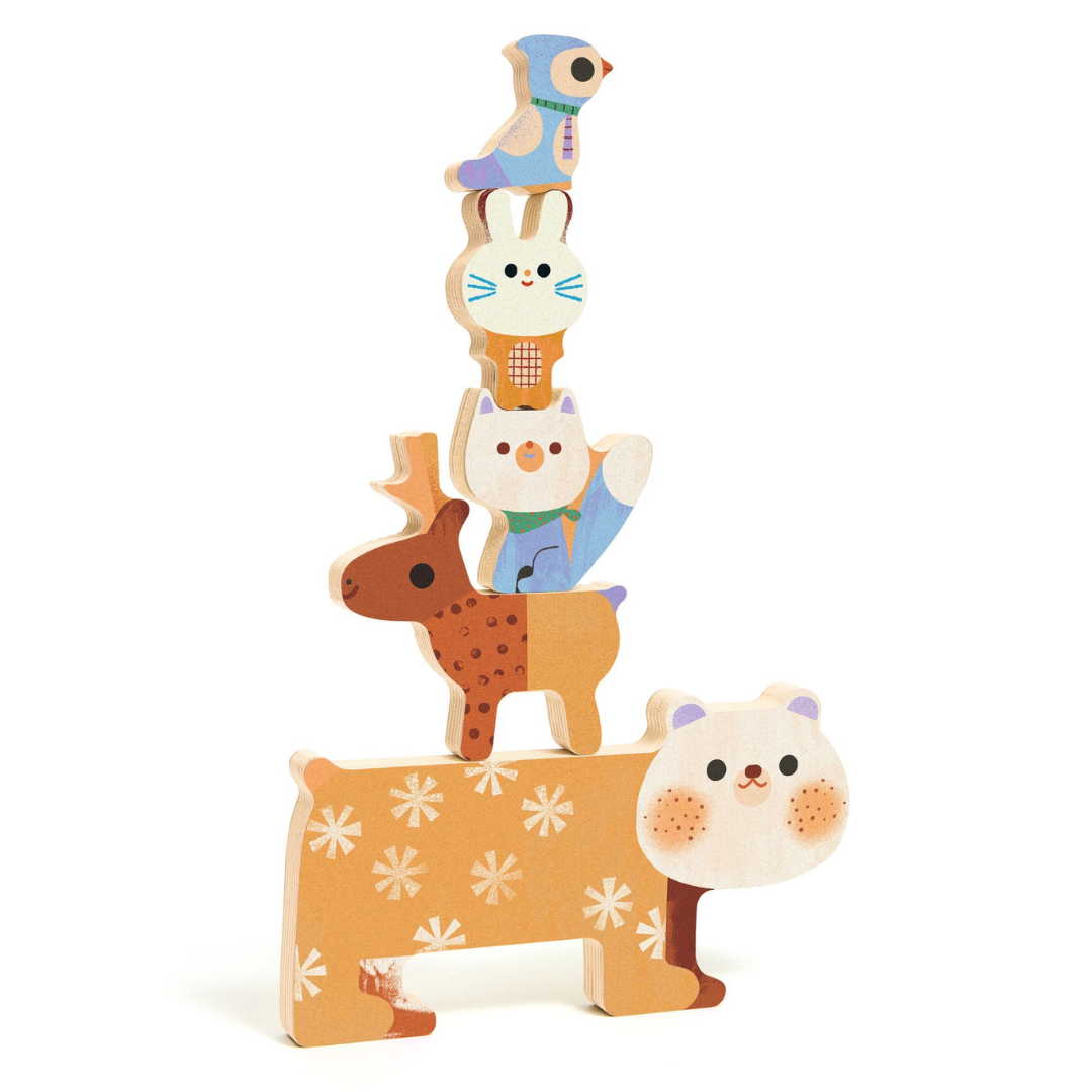 Formaillesztő, formaberakó állat figurákkal - totemoszlop - Djeco Woody Stack