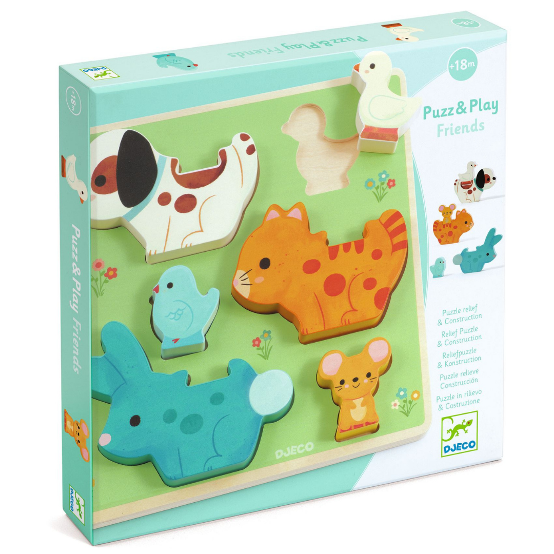 Djeco Játékos barátok (Puzz & Play Friends) formaillesztő játék doboza