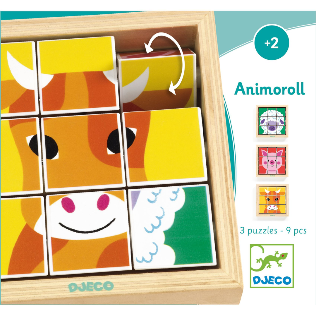 Kockakirakó Djeco fejlesztő játék - Állatkipörgető - Animoroll