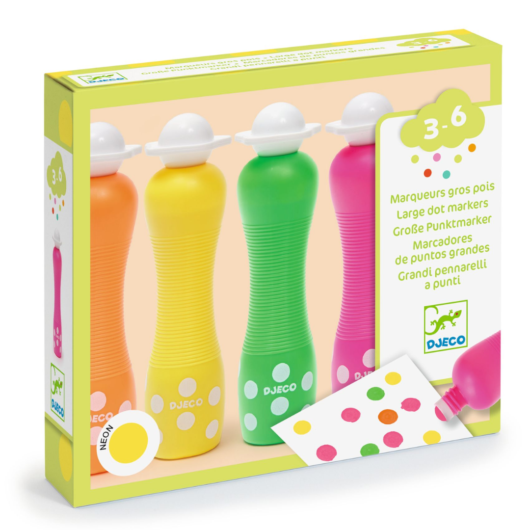 Marok filc készlet 4 fluoreszkáló színben - Pontozó színezés - Large dot markers