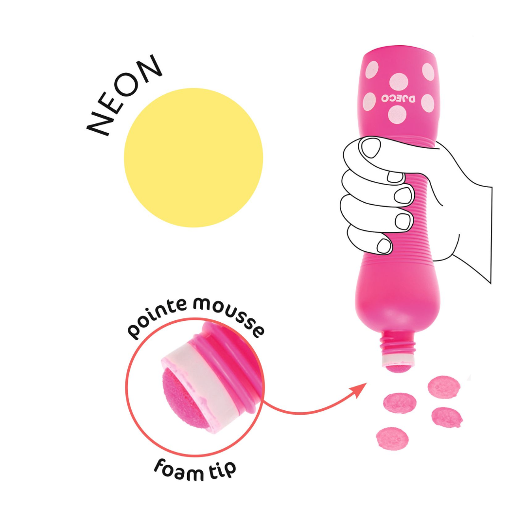 Djeco Neon Marok filc készlet 4 fluoreszkáló színben - Pontozó színezés - Large dot markers