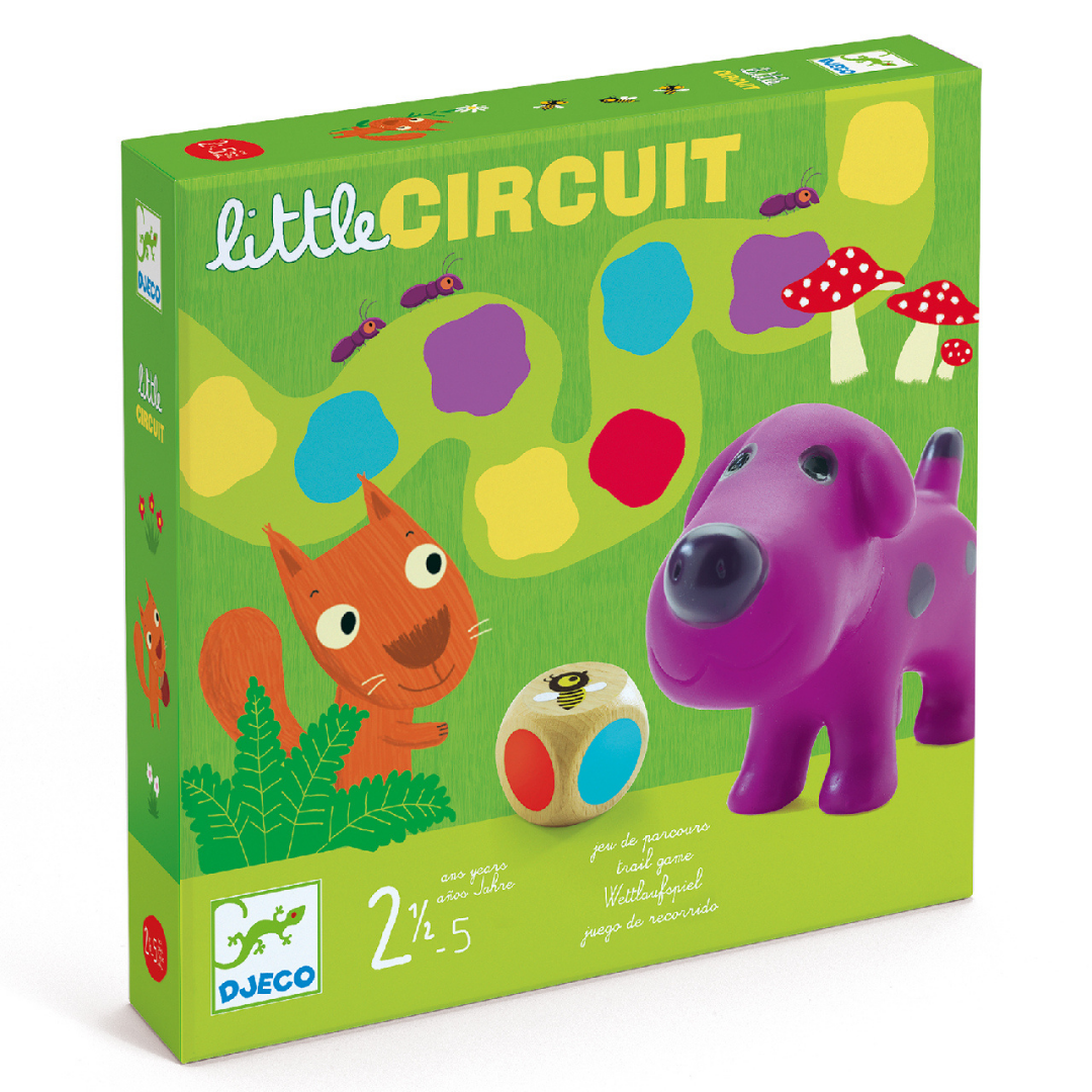 Djeco Színlépegetős (Little Circuit) társasjáték doboza