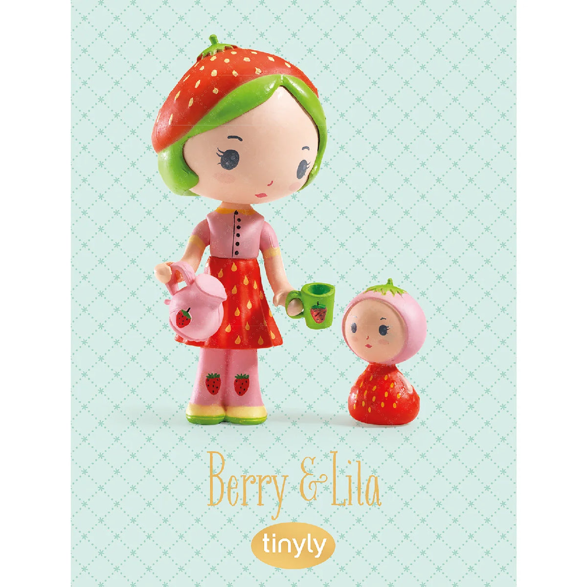 Djeco Tinyly Berry & Lila doboz előlapja Eperkével és Szamócával