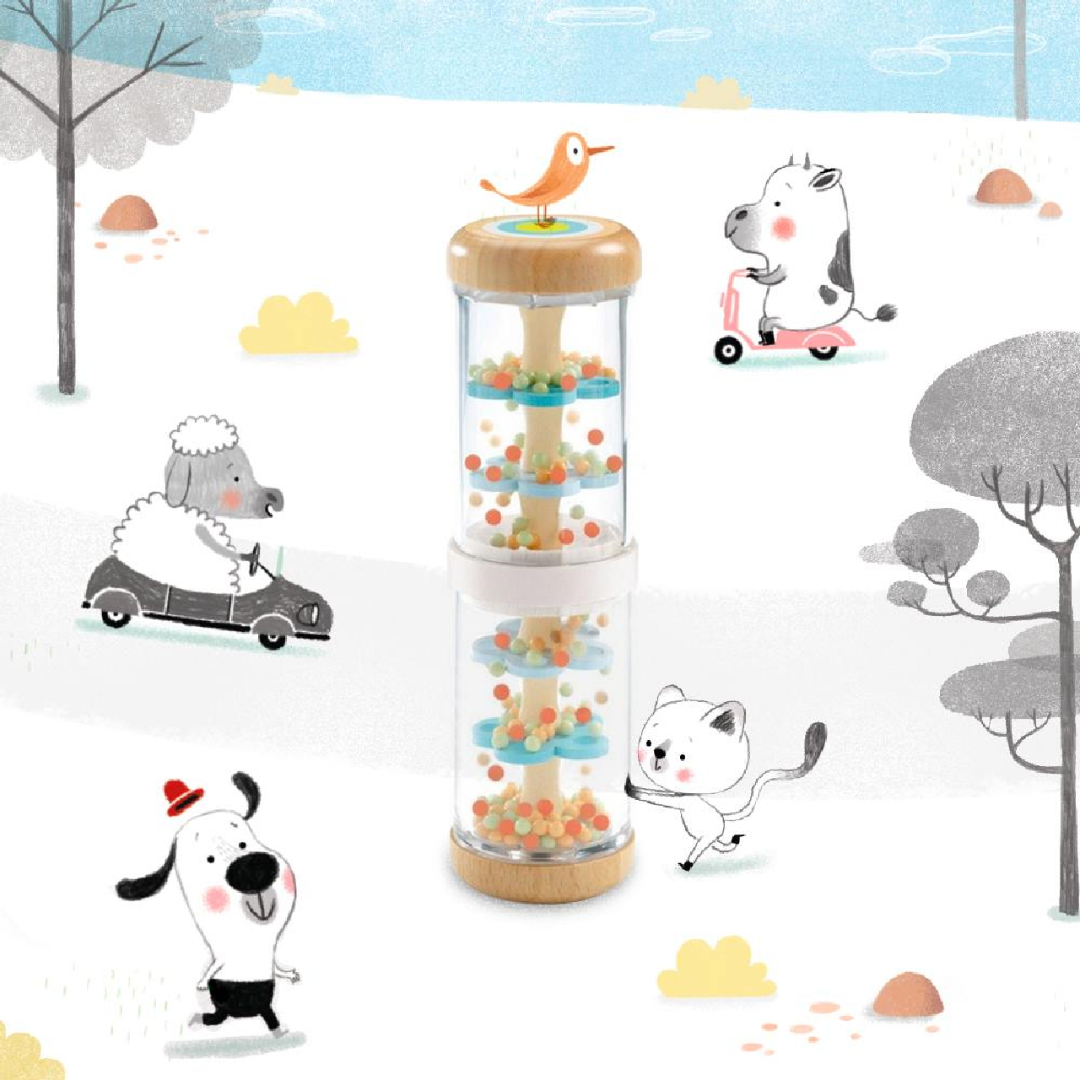 Djeco esőbot jellegű Bébicsörgő - Eső-eső - BabyRaini