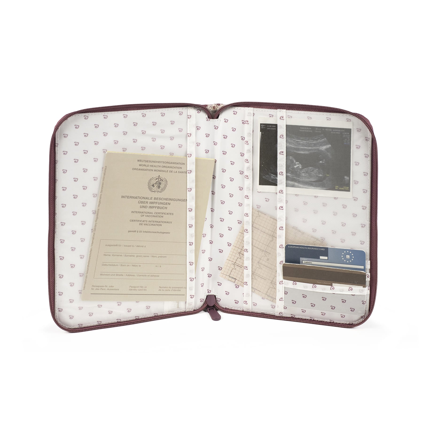 Egészségügyi kiskönyv borító a kisbaba iratainak és orvosi dokumentumainak  -  Cherry (Csíkos)