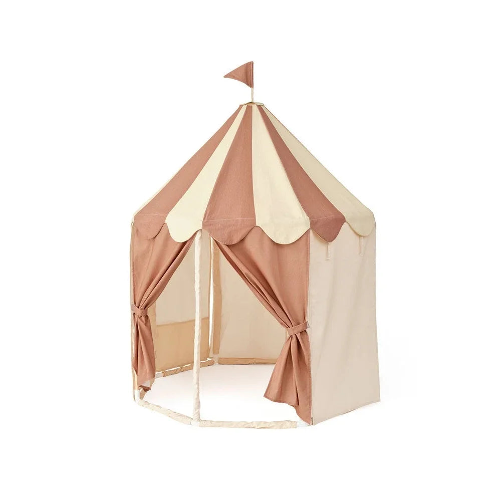 Kid's Concept cirkusz pavilon sátor rózsabarna és törtfehér csíkokkal