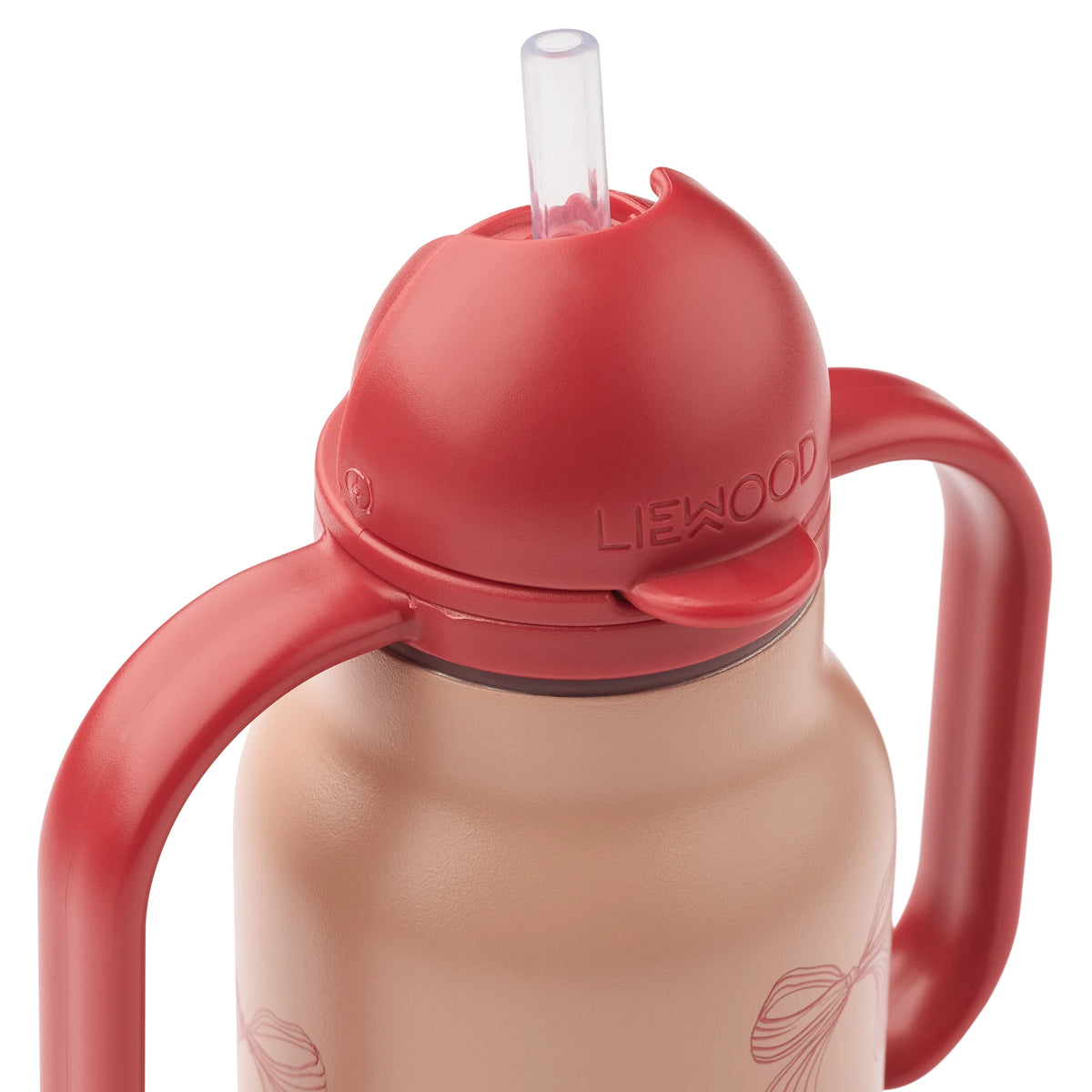 Liewood Kimmie gyerek szívószálas kulacs (250 ml) - masnis minta és a szívószálas kupak közelről