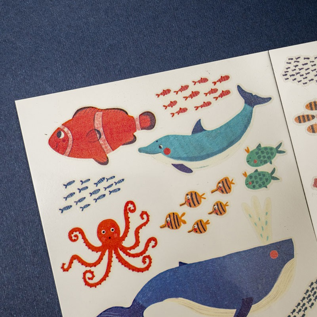 Londji Blue lemosható gyerek tetoválás hal és polip mintákkal