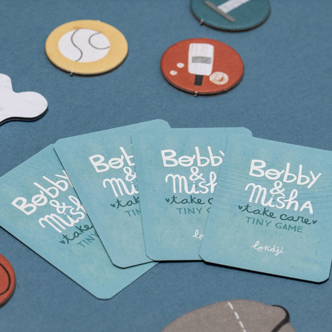 Londji Bobby & Misha mini gondoskodós memóriajáték kártyák hátoldala