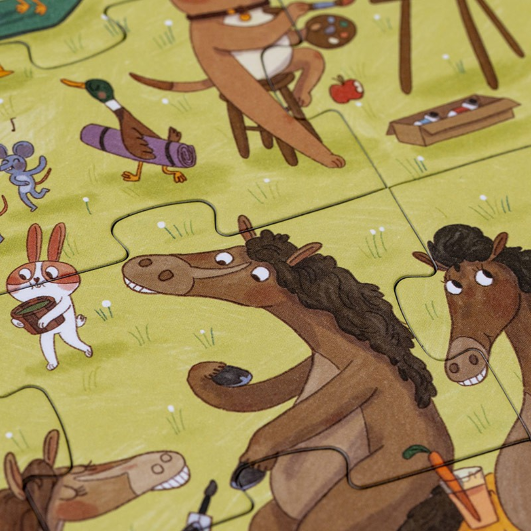 Londji Farmtasztikus puzzle részlet lovakkal és farm jelenettel