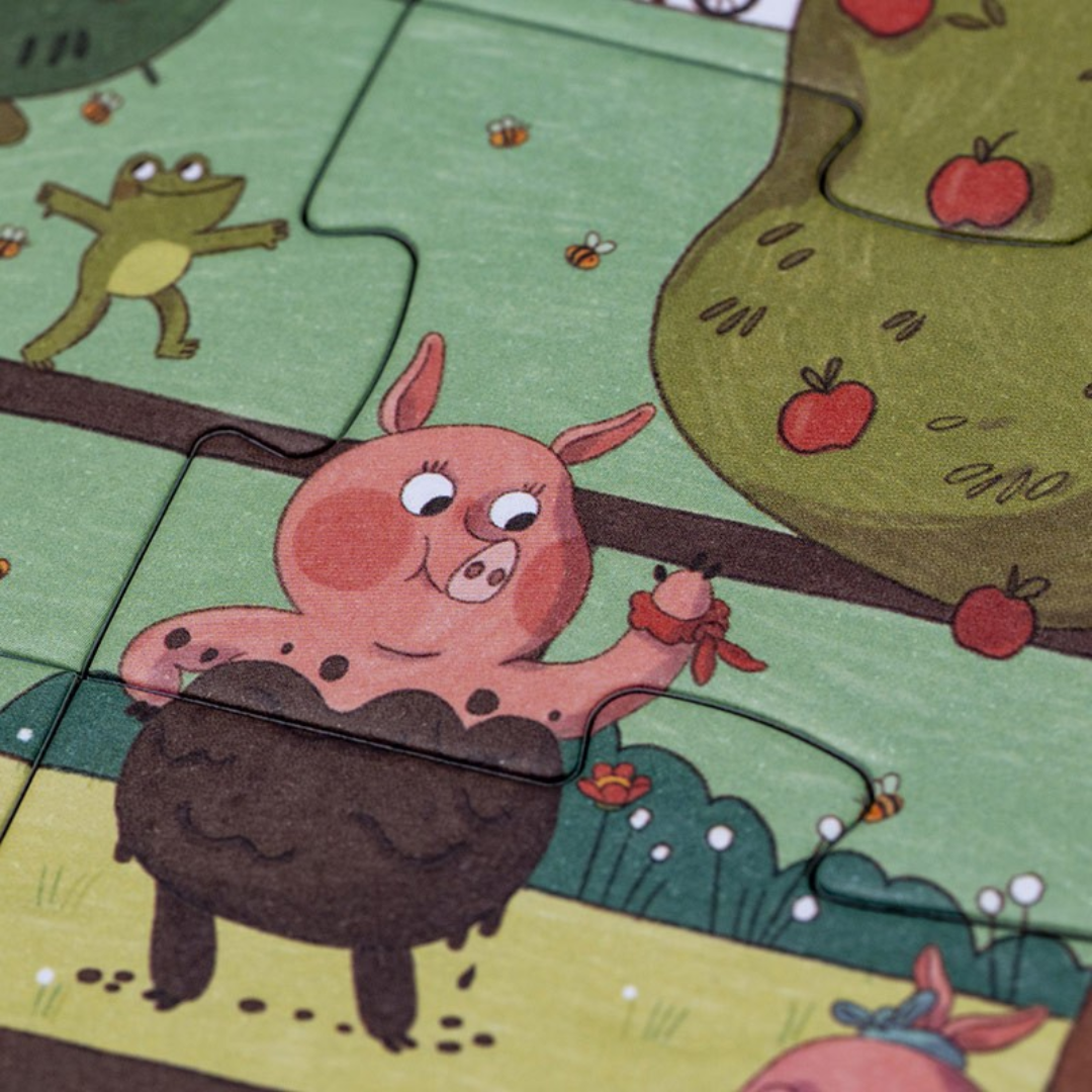 Londji Farmtasztikus puzzle részlet malaccal a farmon