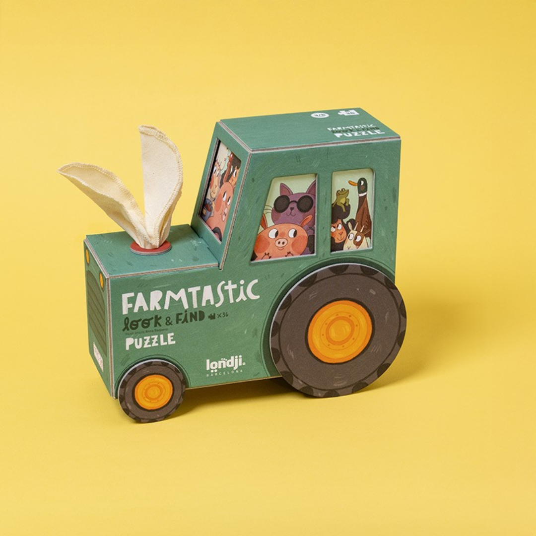 Londji Farmtasztikus 36 darabos puzzle különleges traktor dobozban