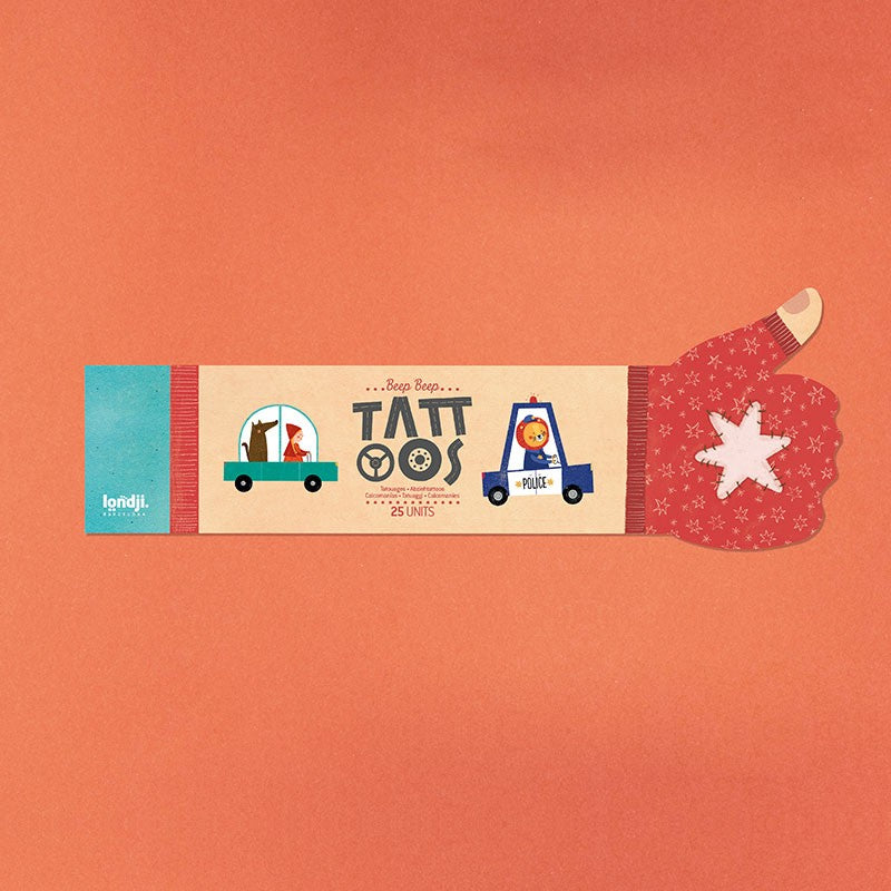 Londji Tütű gyerek tetoválás csomagolás autós mintával