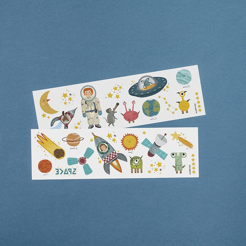 Londji Űrverseny gyerek tetoválás ívek űrhajós és bolygó mintákkal