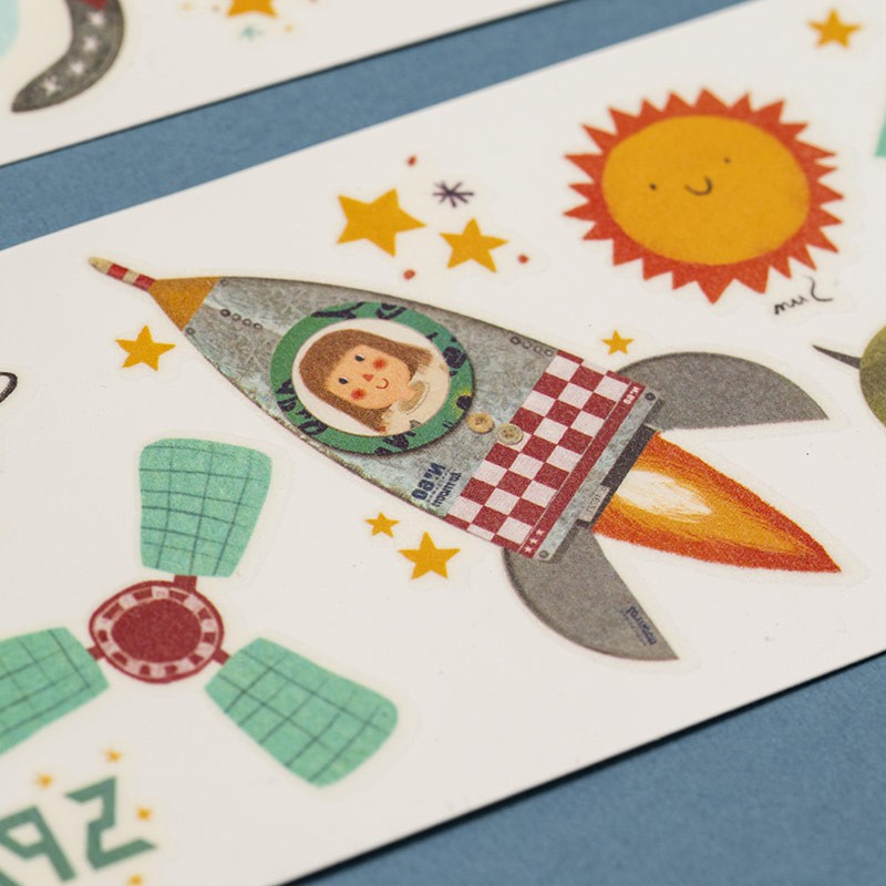 Londji Űrverseny gyerek tetoválás rakéta és nap mintákkal