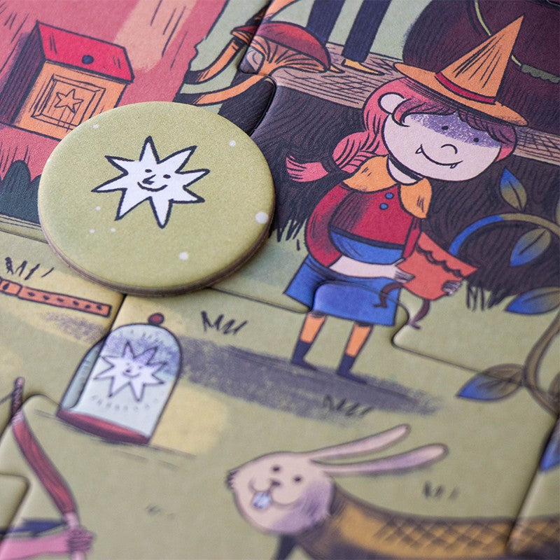 Kis boszorkány és csillagos kártya a Londji Varázsvilág puzzle-ön