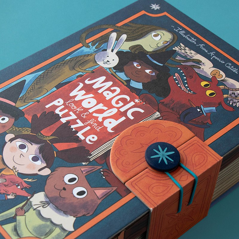 A Londji Varázsvilág puzzle doboza közelről, varázspálcás zárral