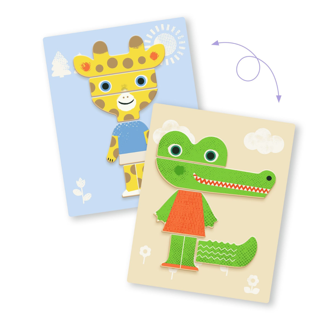 Djeco Mágneses képkirakó - Variációk 12 állatra - Inzebox Mix Animals