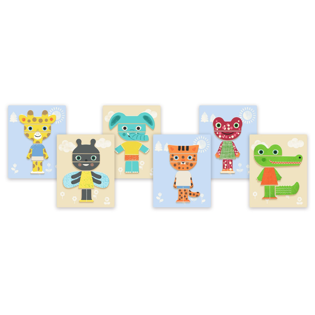 Mágneses képkirakó - Variációk 12 állatra - Inzebox Mix Animals (Djeco)
