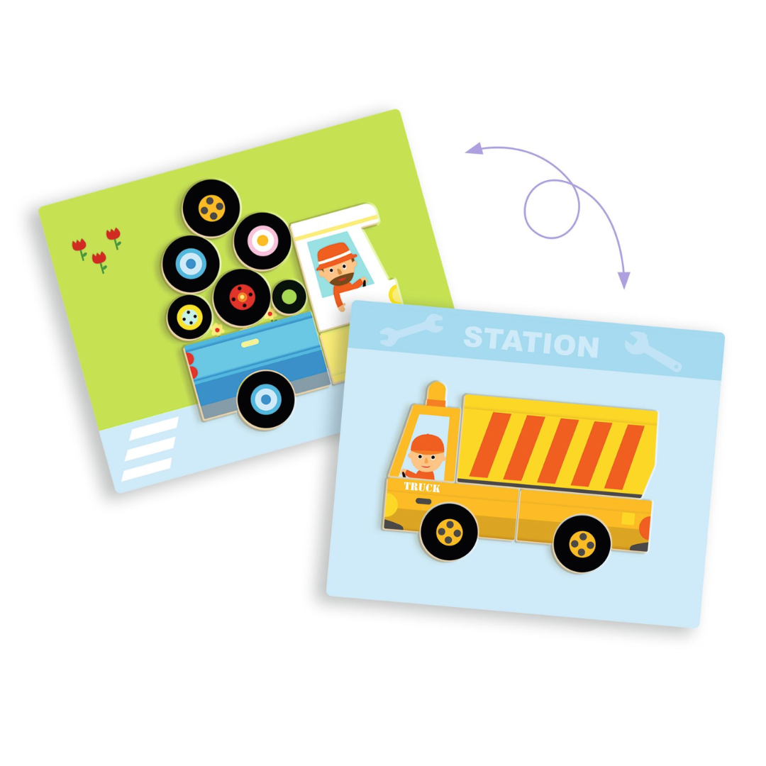 Mágneses képkirakó - Variációk 12 járműre - Inzebox Vehicles