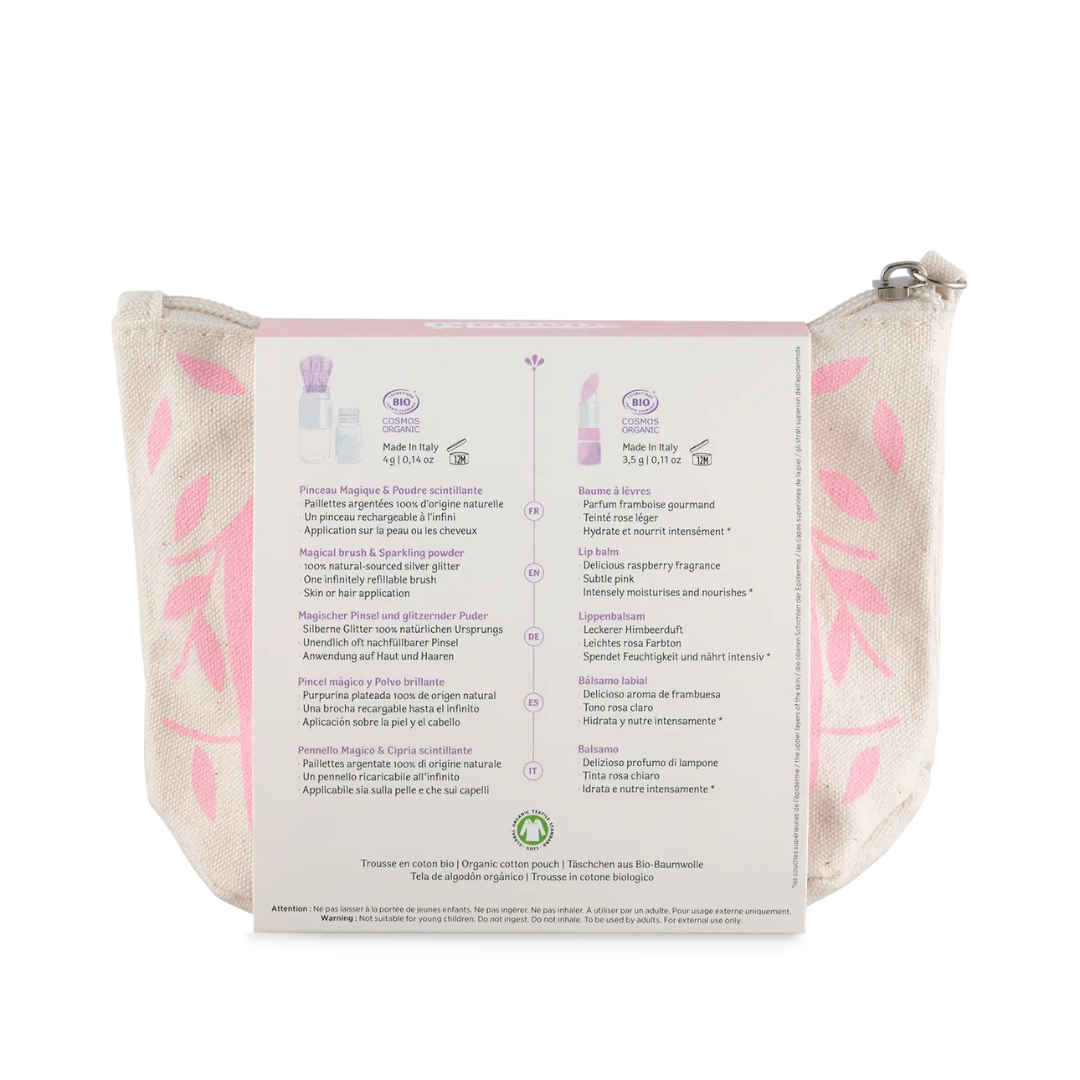 Namaki Csillámróka smink neszesszer hátoldala termékinformációkkal