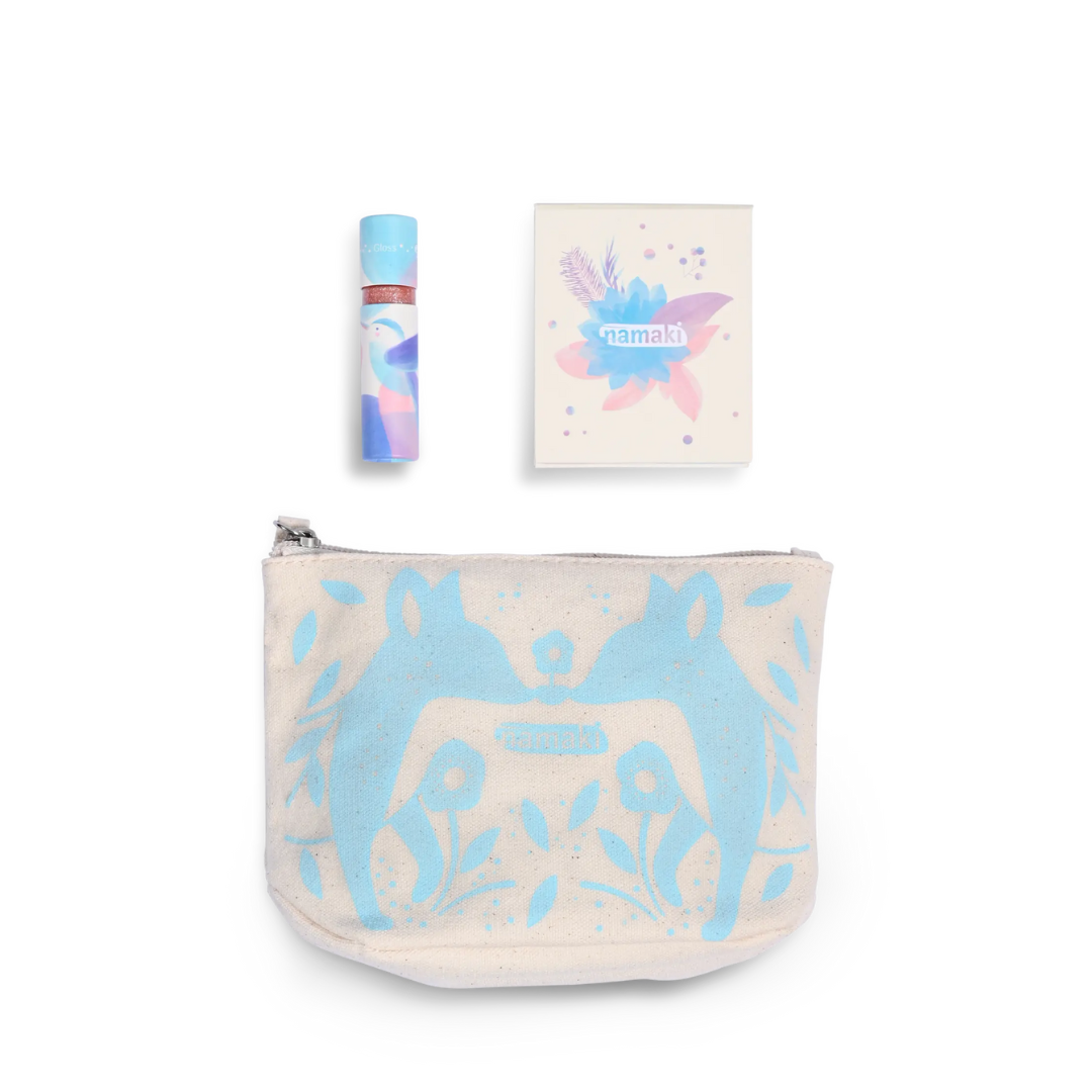 Namaki Csillámróka neszesszer kék – szemhéjpúder és ajakfény