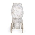 Őz és erdei mintás játék babakocsi, klasszikus stílusú, lehajtható kupolával