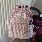 Babakocsira egyszerűen rögzíthető pelenkázó hátizsák hozzá illő pelenkázó lappal, állítható oldalsó zsebekkel