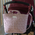 Cherry virágmintás pelenkázó táska egyszerűen rögzíthető babakocsira