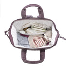 Pelenkázó hátizsák belső zsebekkel, jó rendszerézési lehetőséggel - Cherry pamut bársony anyagból