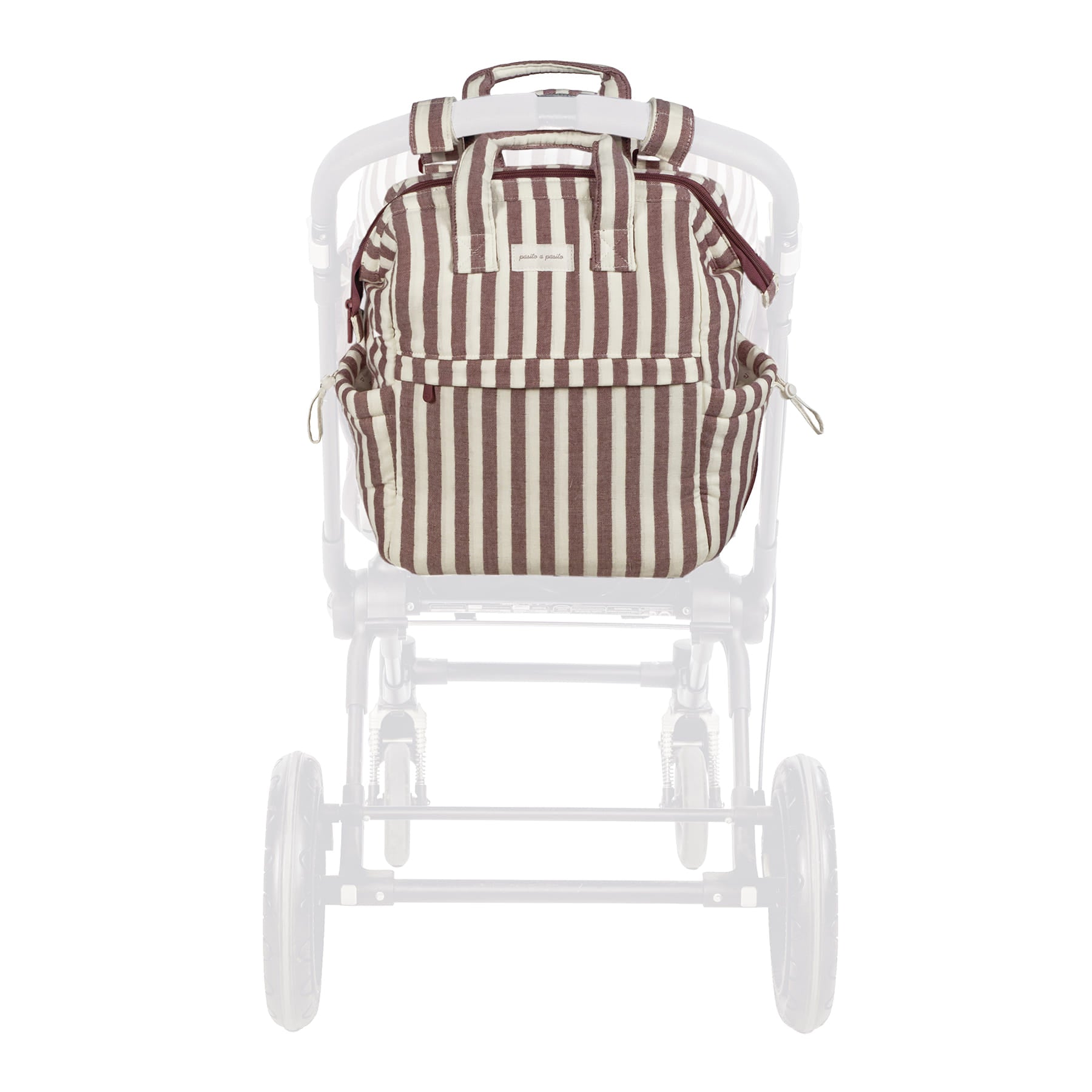 Pasito a Pasito babakocsira rögzíthető pelenkázó hátizsák csíkos mintával 