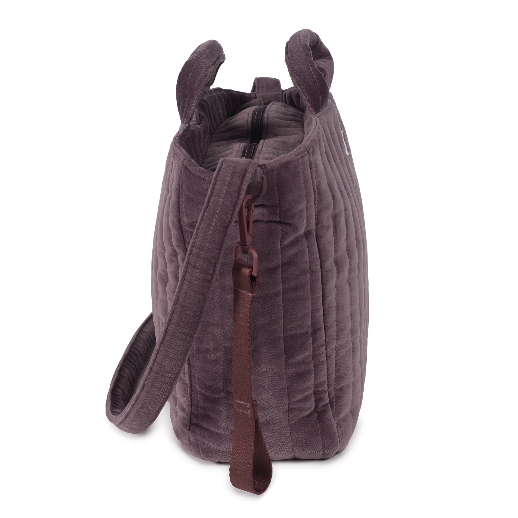 Bársony pelenkázó táska, ami könnyen a babakocsira is rögzíthető