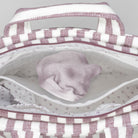 Vízhatlan zsebbel rendelkező pelenkázó táska csíkos mintával