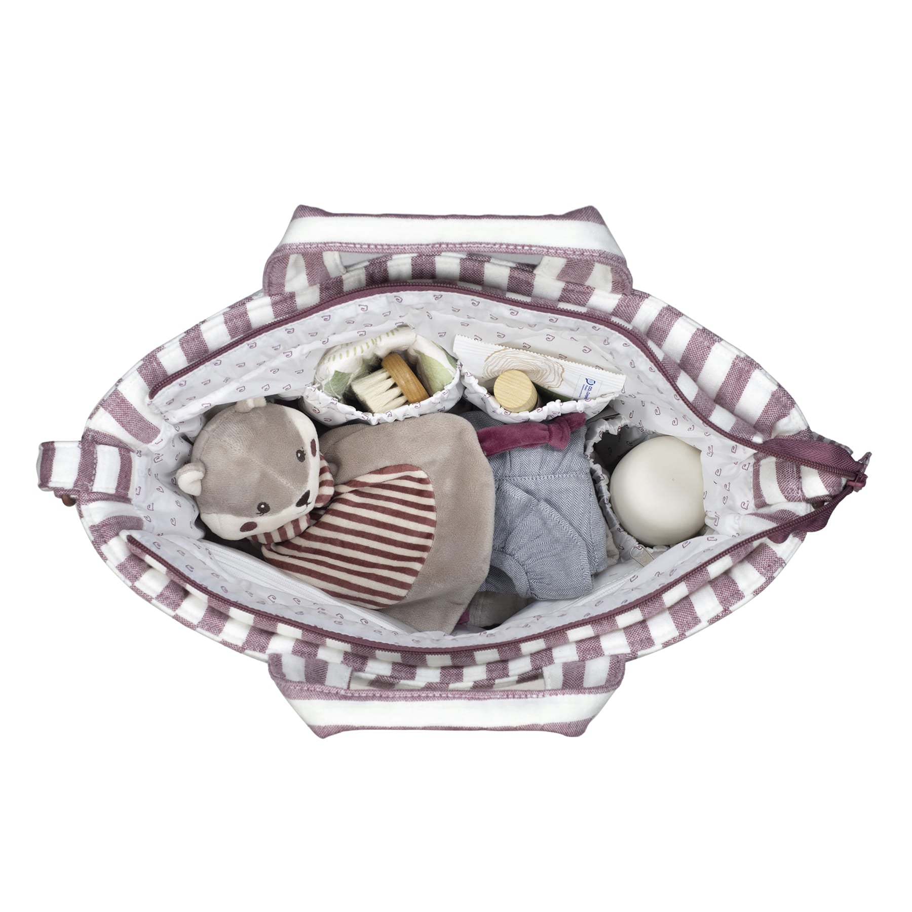 Bepakolt csíkos pelenkázó táska a Pasito a Pasito márkától