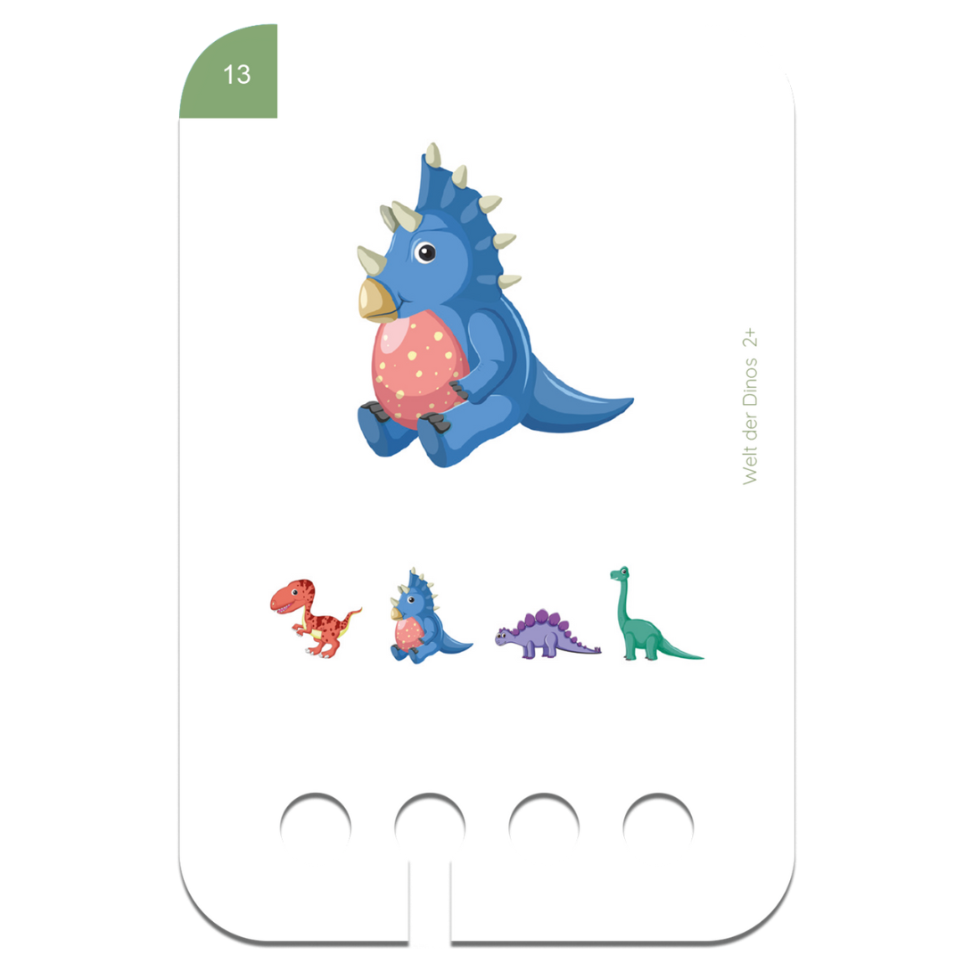 Puncho fejlesztő játék gyerekeknek fa tartóval - dinók téma