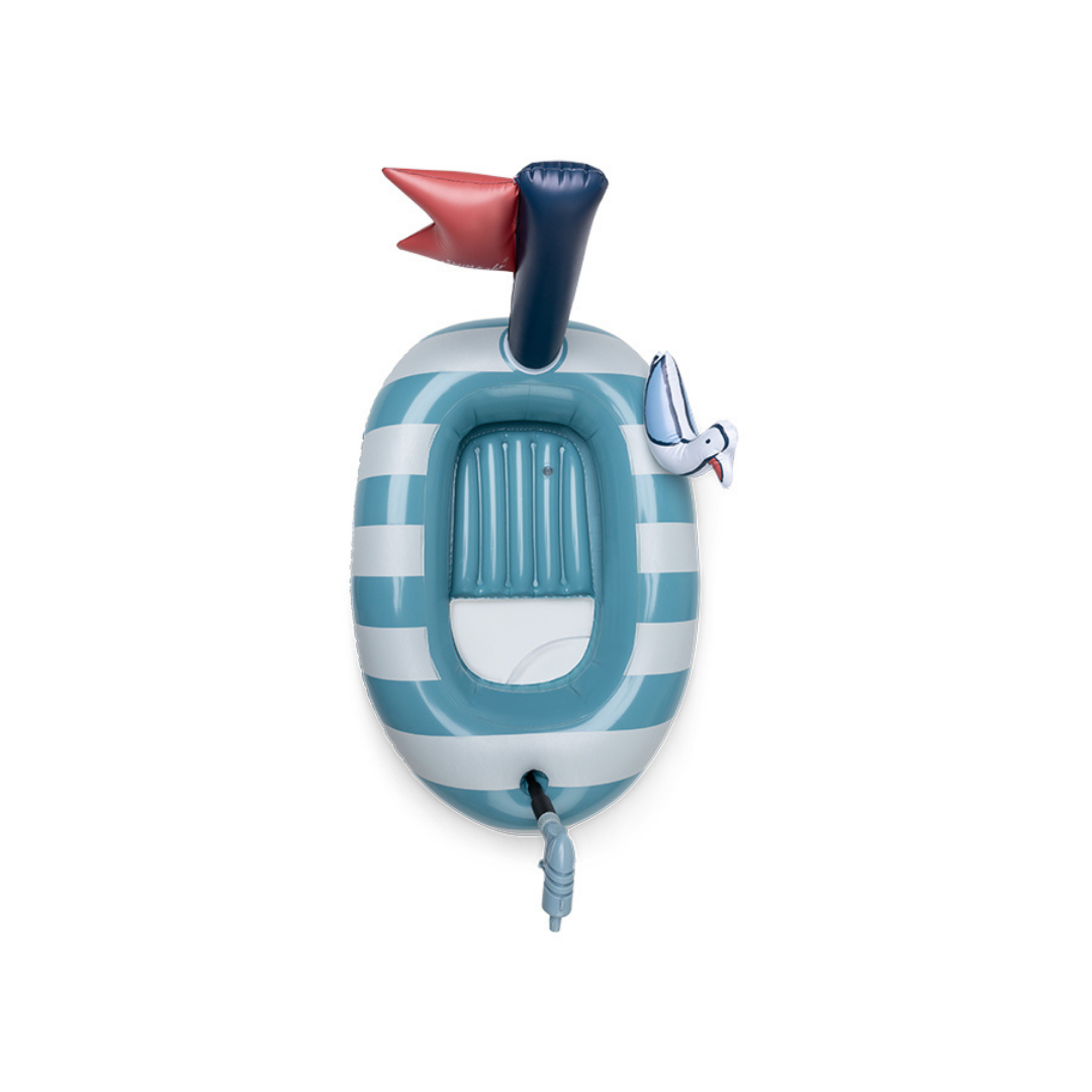 Felülnézeti kép a Swim Essentials hajós úszógumiról, látható spricnivel és kényelmes belsővel.